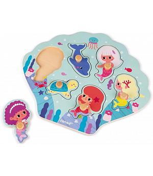 Janod J07098 - Happy Mermaids Puzzle 6 pcs (Madera)